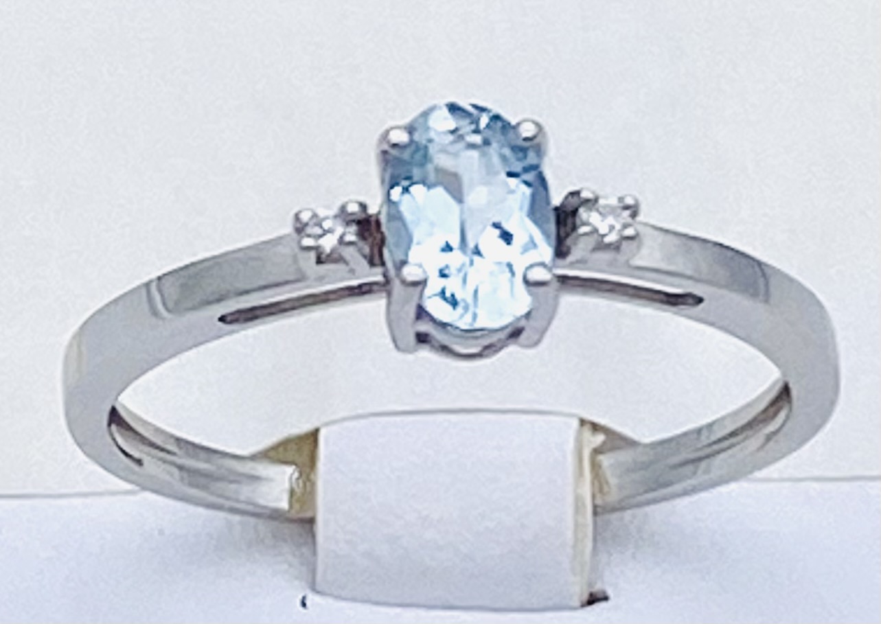 Anello acquamarina  diamanti  oro bianco 750% Art.PDA4011AM0003