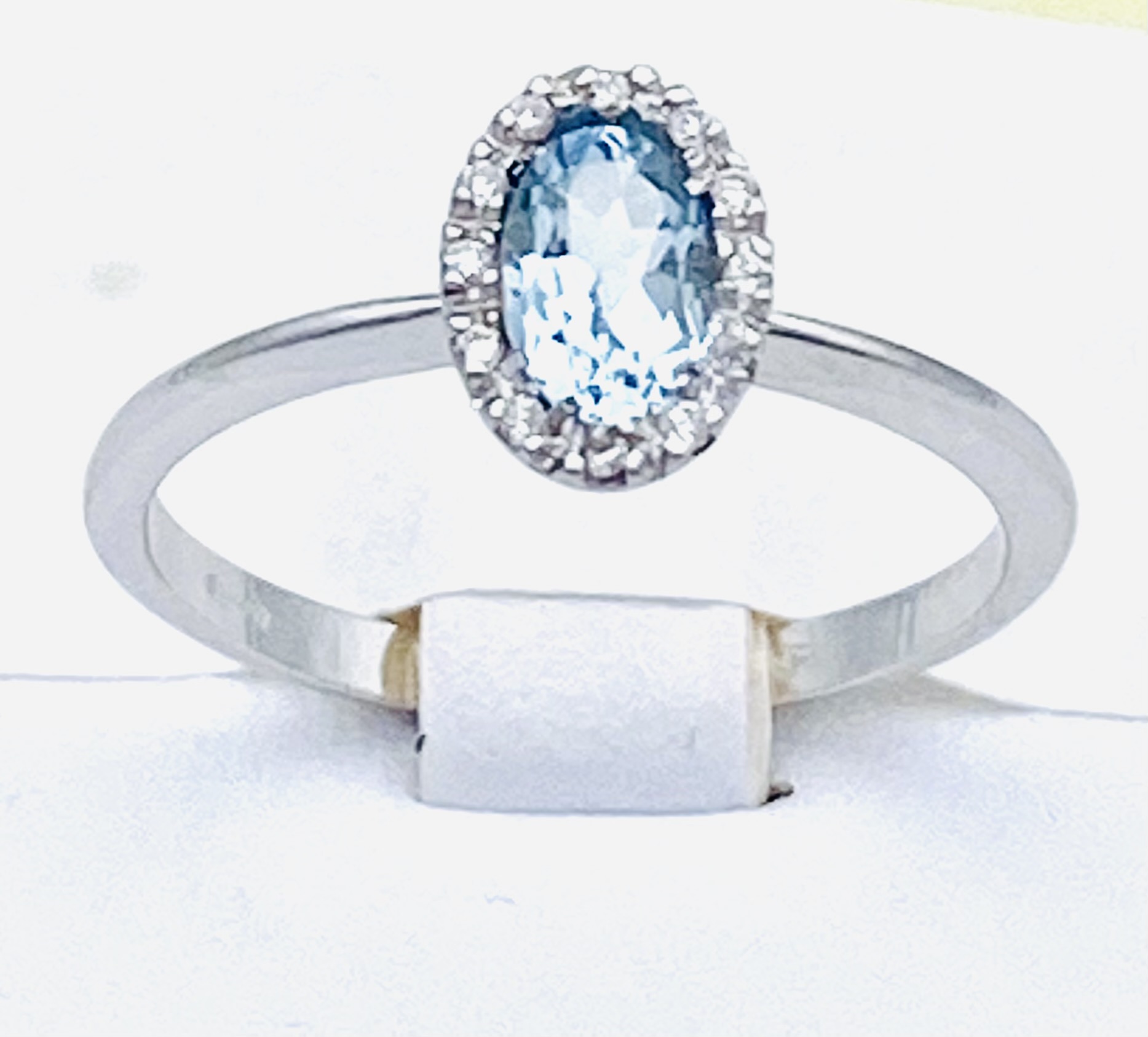 Aquamarine ring diamonds white gold 750% Art.PDA3401
