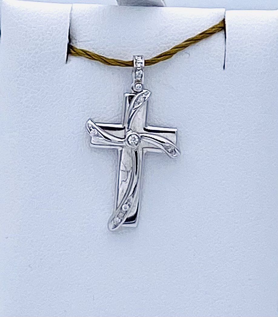 Pendente croce oro bianco e diamanti Art. C4650115