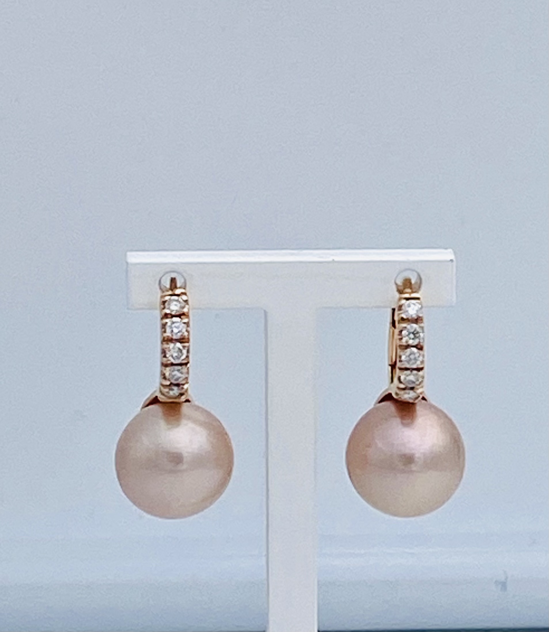 Earrings pearls gold diamonds rose gold 750 % art.ORP265
