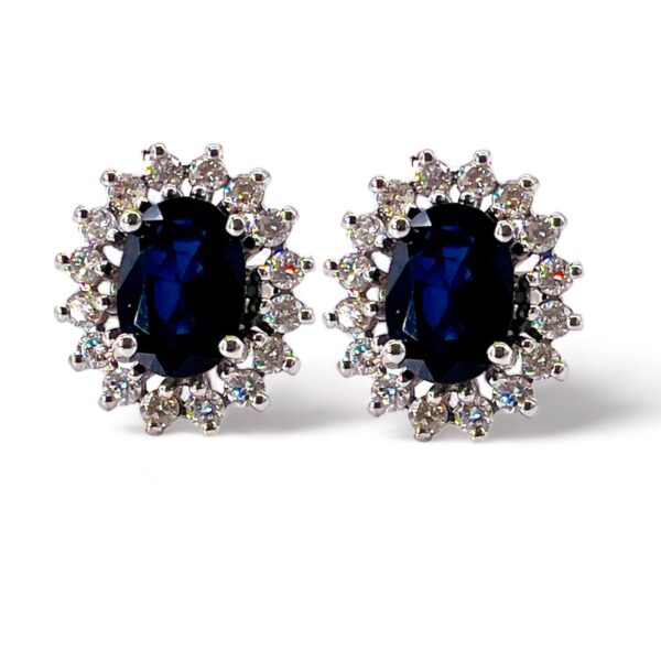 Earrings with diamond sapphires and BON TON gold Art.OR808