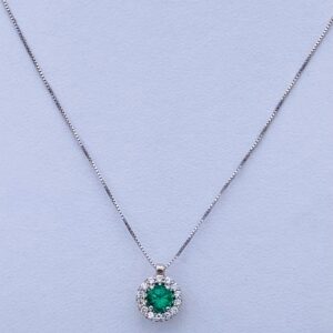 Pendente smeraldo diamanti  oro bianco BELLE EPOQUE Art.CD470