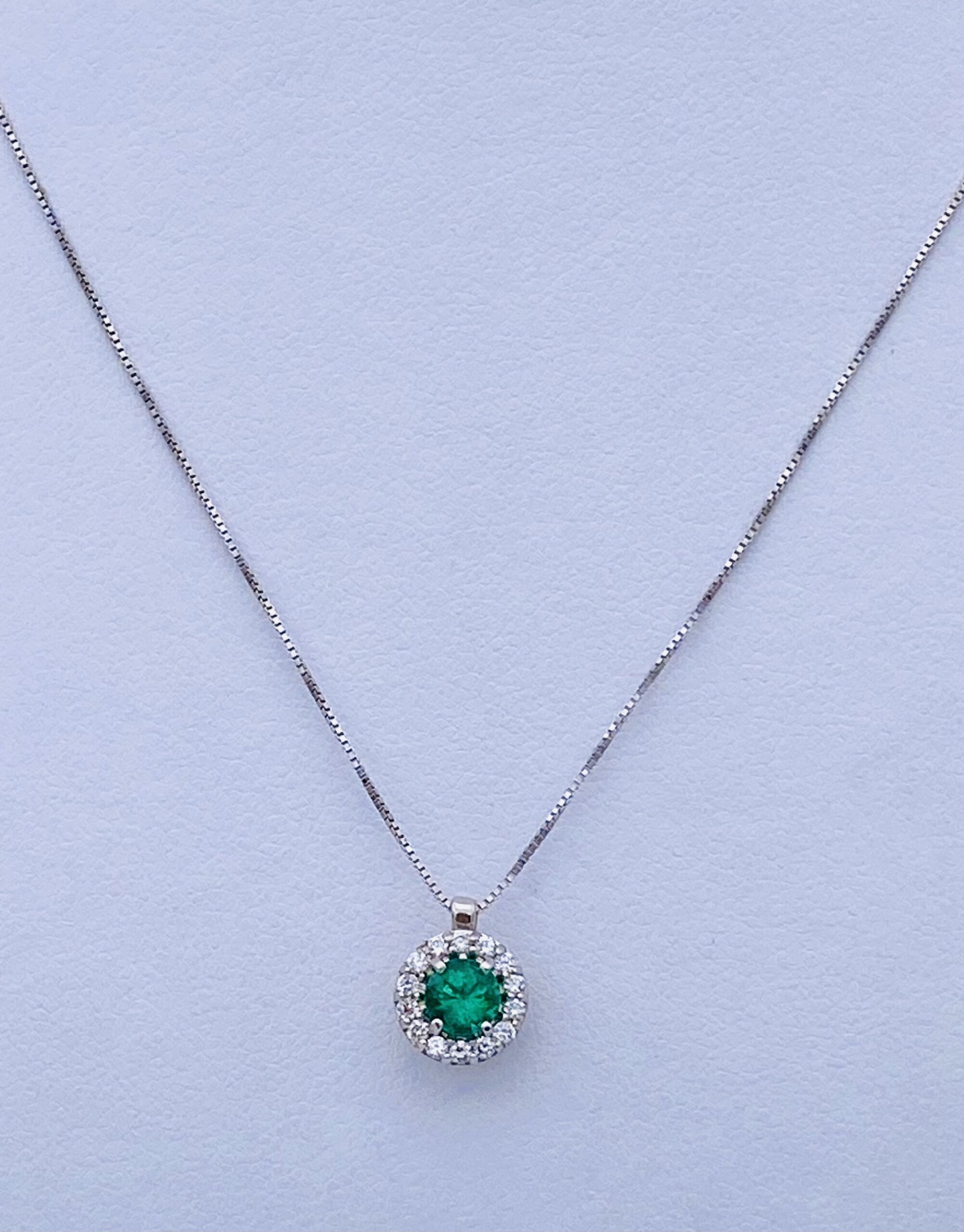 Emerald pendant diamonds white gold 750 % Art.CD470