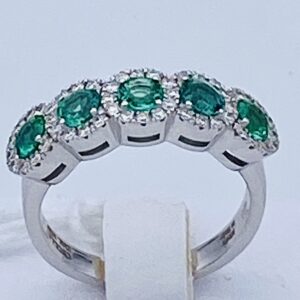 Anello veretta di smeraldi e diamanti art.559A-S