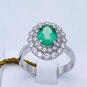 Anello con smeraldo e diamanti oro bianco BELLE EPOQUE art.AN2428