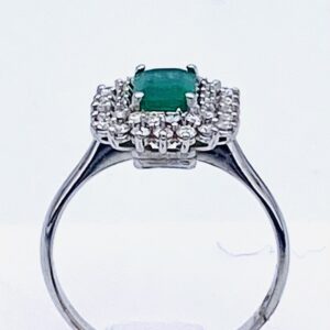 Anello smeraldo e diamanti  oro bianco 750% art. AN2089