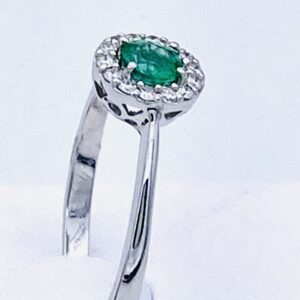 Anello smeraldo diamanti oro bianco BELLE EPOQUE art.AN1460