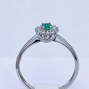 Anello smeraldo e diamanti oro bianco 750% BON TON  art. AN2405