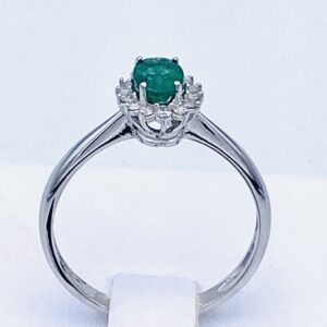 Anello smeraldo e diamanti oro bianco 750% art. AN2117-S