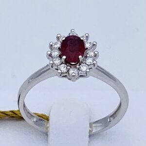 Anello diamanti rubino oro bianco 750 % Art.AN1317