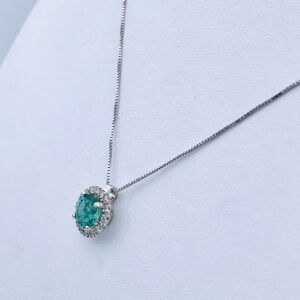 Pendente smeraldo diamanti oro bianco 750 % Art.CD463