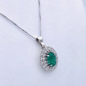 Pendente con diamanti smeraldo oro bianco 750 % Art.CD889