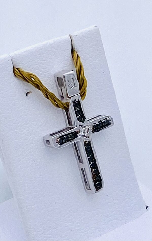 Pendente Croce oro bianco 750 % e diamanti neri Art.CC1631BNSC