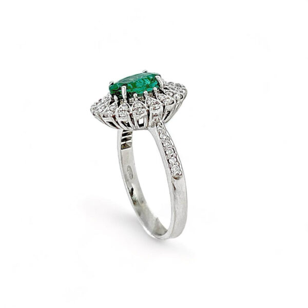 Anello con smeraldo e diamanti  oro bianco BELLE EPOQUE  art.AN2439
