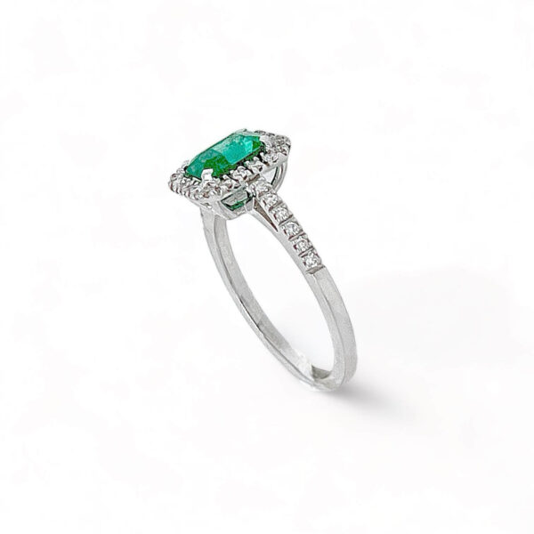 Anello smeraldo e diamanti oro bianco BELLE EPOQUE art. AN2320