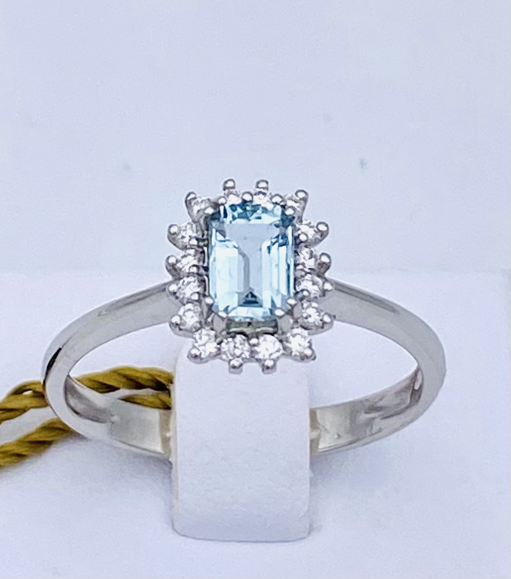 Aquamarine ring diamonds white gold 750% Art.AN2166