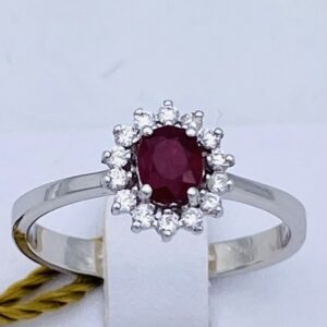 White gold ruby diamond ring 750 % Art.AN2178
