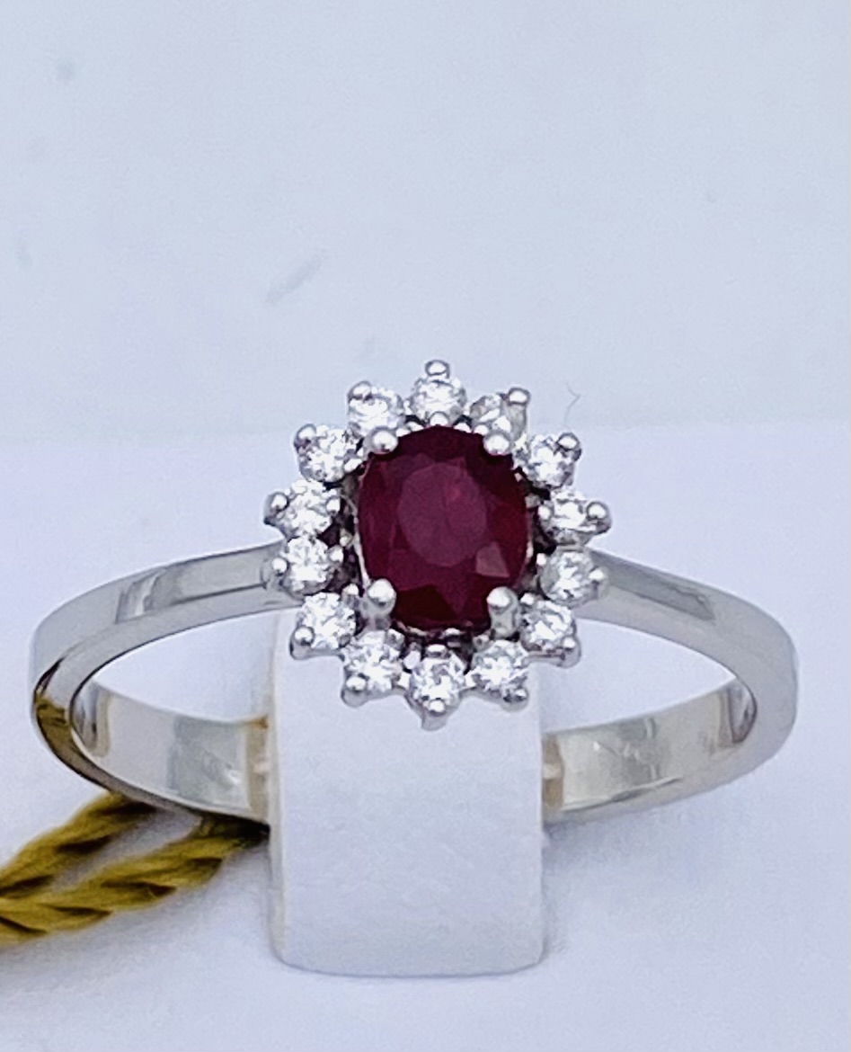 White gold ruby diamond ring 750 % Art.AN2178