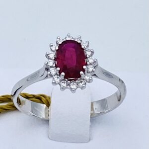 Anello diamanti rubino oro bianco 750 % Art.AN1512-R