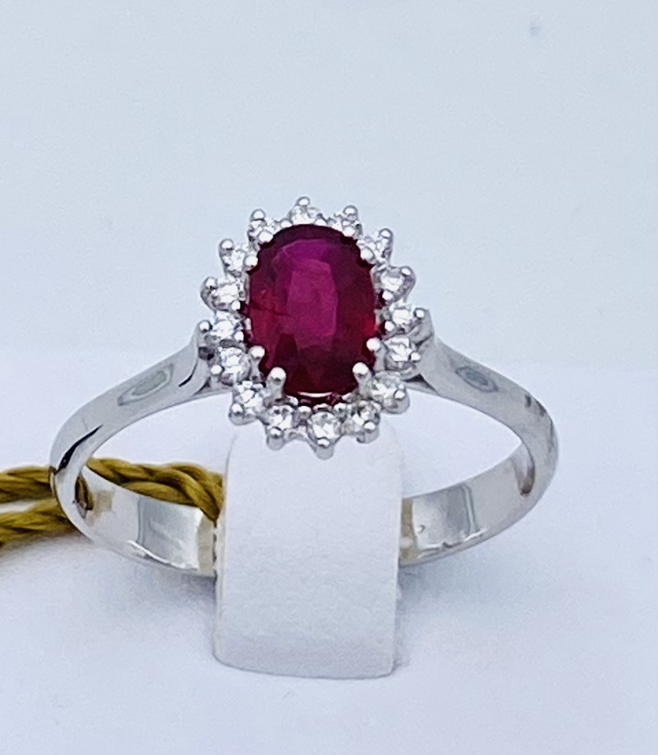 White gold ruby diamond ring 750 % Art.AN1512-R