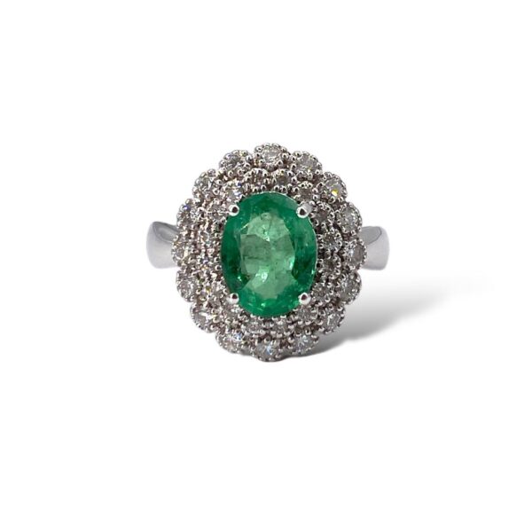 Ring with emerald and diamonds white gold 750% art.AN2428