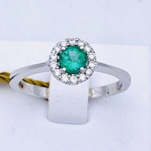 Anello smeraldo diamanti oro bianco 750% art.AN1460