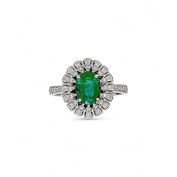 Ring with emerald and diamonds white gold 750% art.AN2439
