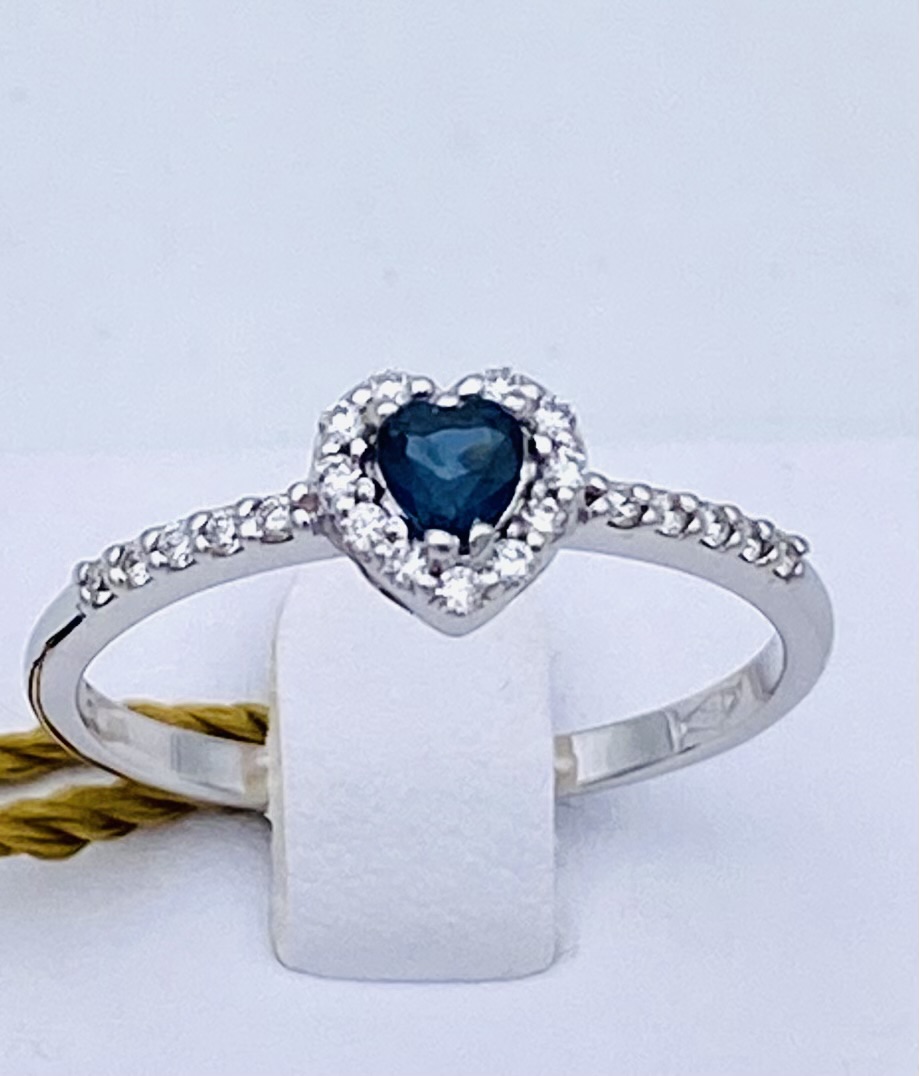 Ring with sapphire and diamonds white gold 750 %art. AN2821Z