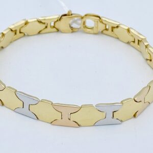 Men's bracelet yellow gold,white,pink 750% GR. 19,16 ART. BRUC01