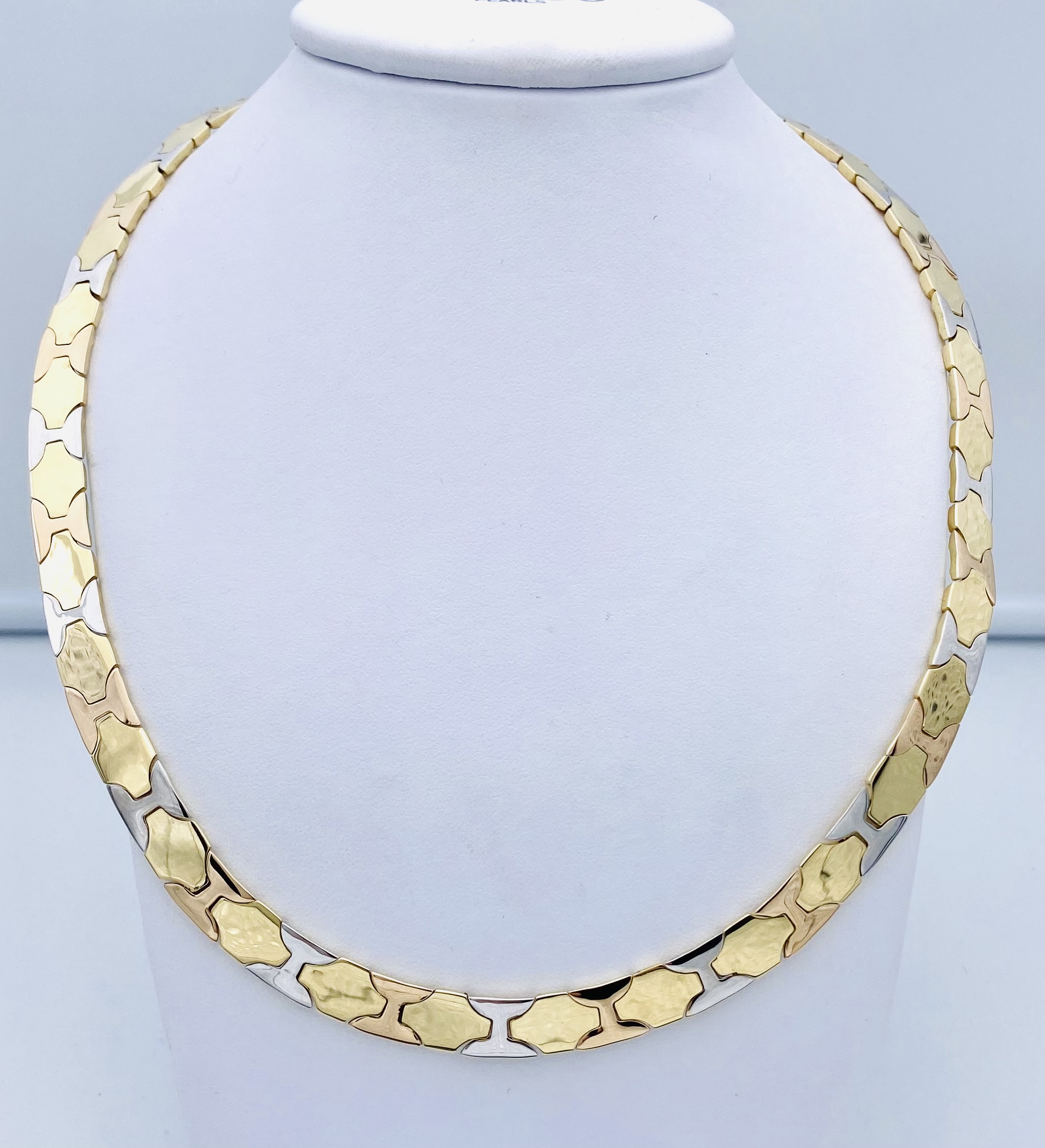 Men's round necklace yellow gold,white,pink 750% GR. 45,30 ART. CUOC01