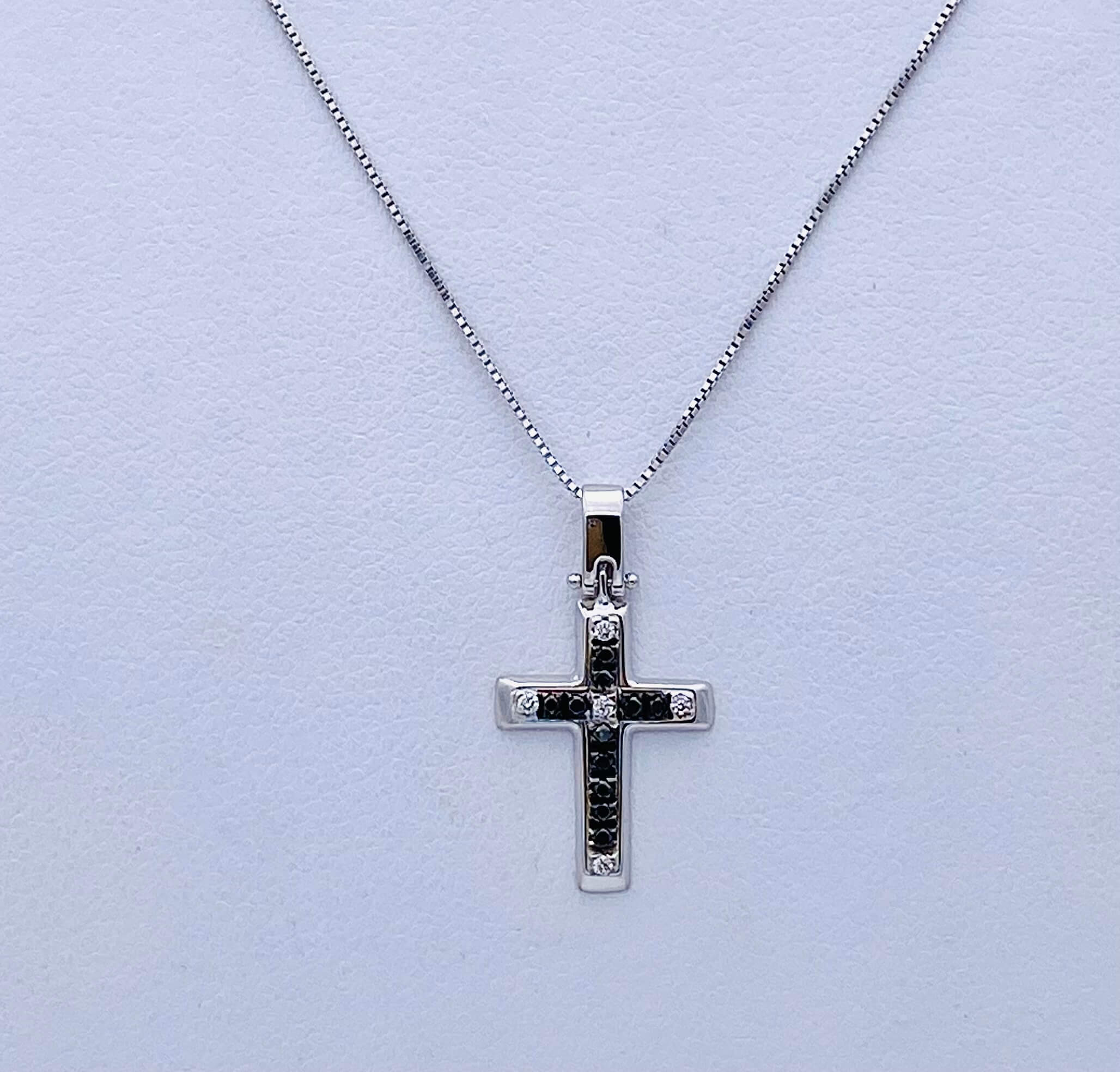 Pendant cross white gold 750 % and black diamonds Art.CC1153