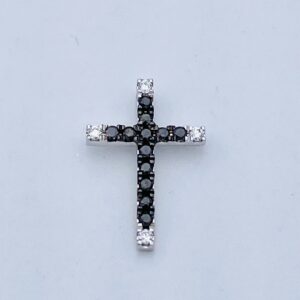 Pendant Cross white gold 750 % and black diamonds Art.CC1372SC