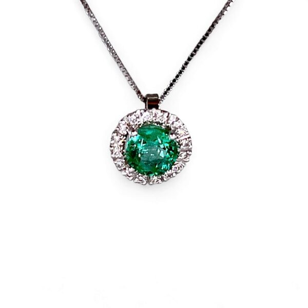 Emerald pendant diamonds white gold 750 % Art.CD463