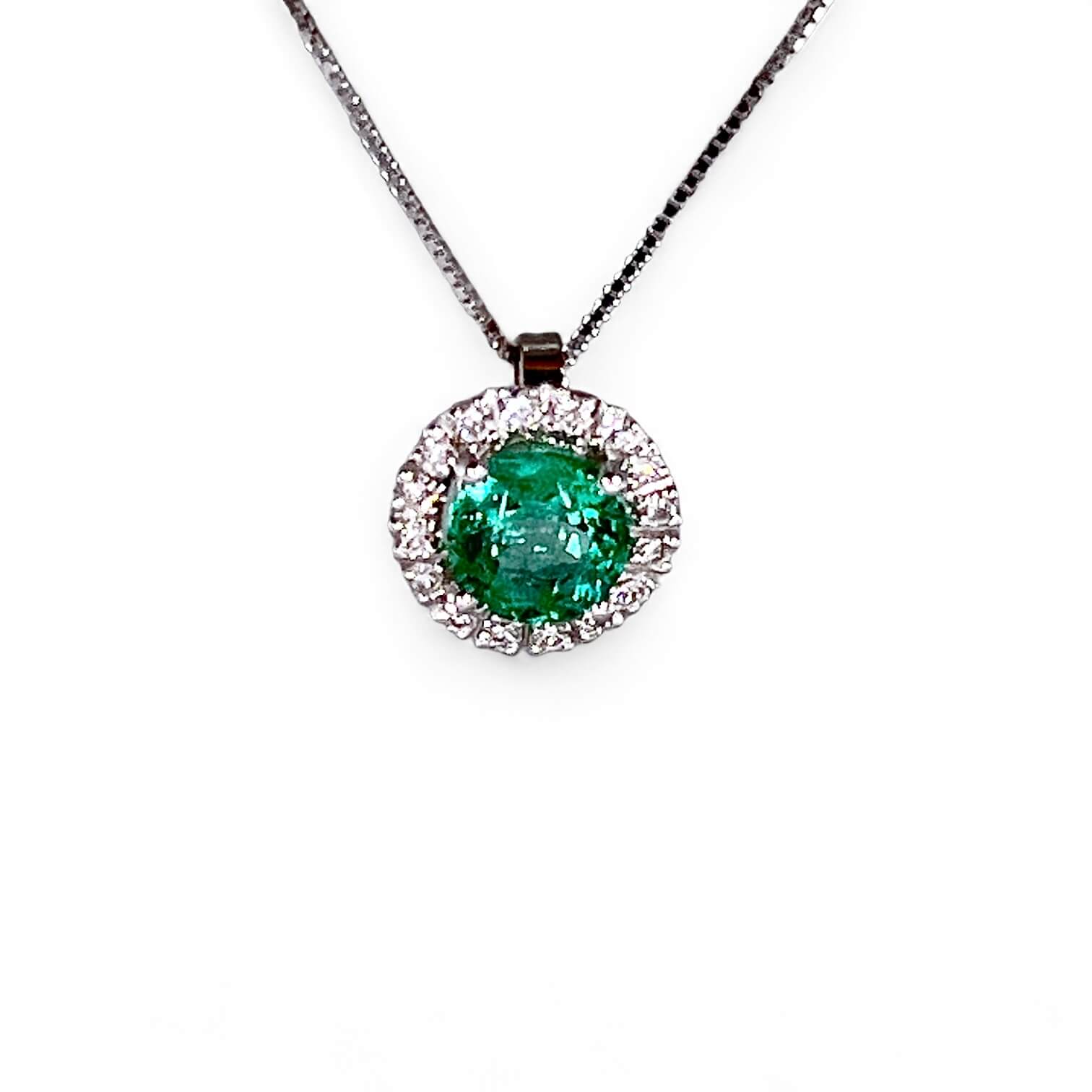 BELLE EPOQUE white gold diamond emerald pendant Art.CD463