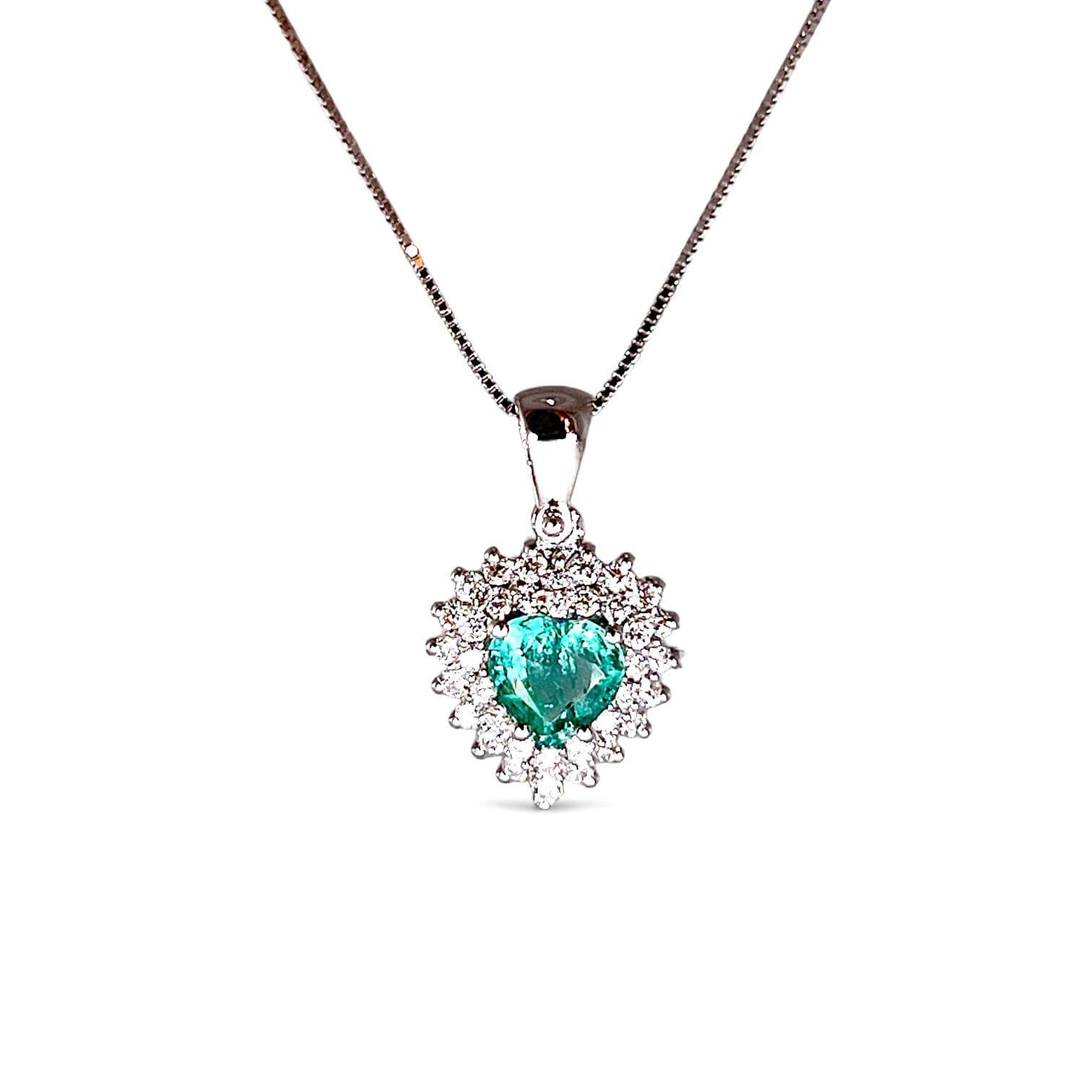 Emerald diamond white gold Cuore pendant Art.CD880