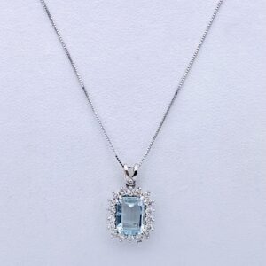 Aquamarine pendant diamonds white gold 750 % Art.CD893