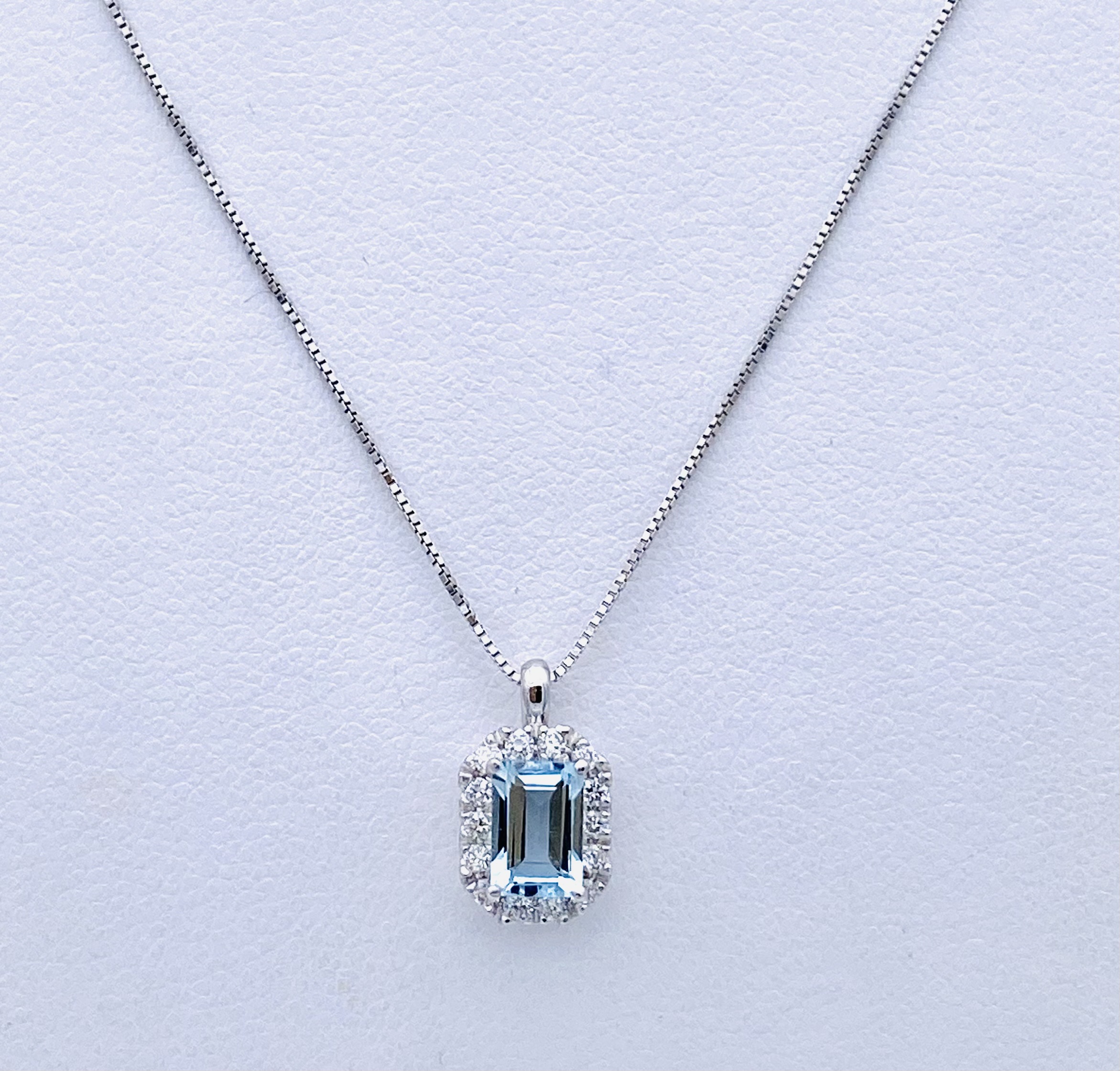 Aquamarine pendant diamonds white gold 750 % Art.CD896