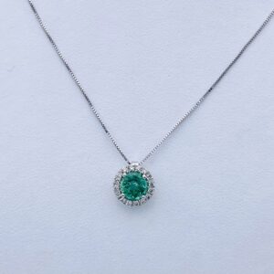 Pendente smeraldo diamanti oro bianco 750 % Art.CD463