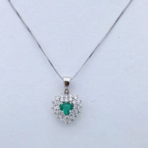Pendente smeraldo diamanti oro bianco 750 % Art.CD882