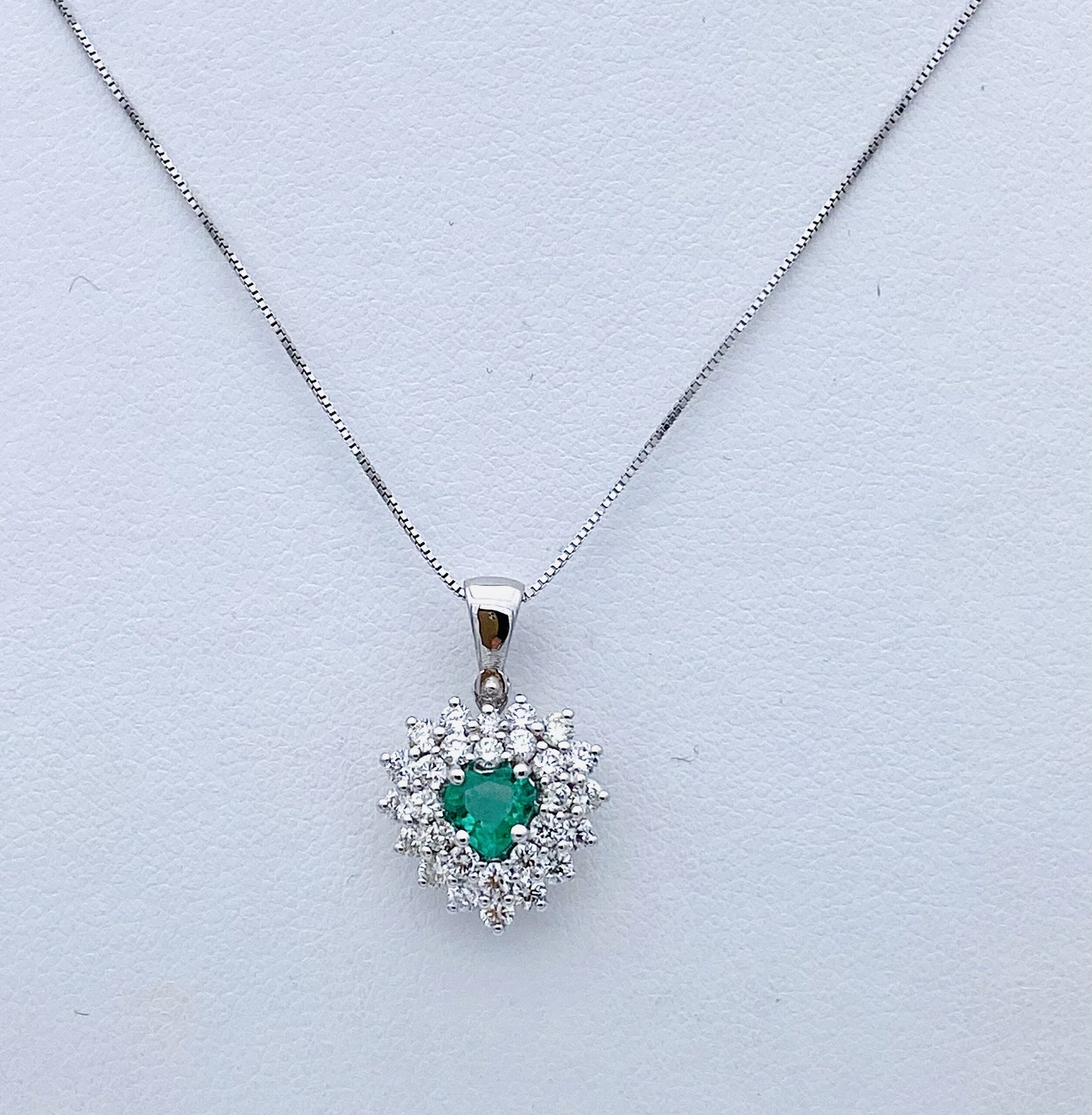 Emerald pendant diamonds white gold 750 % Art.CD882