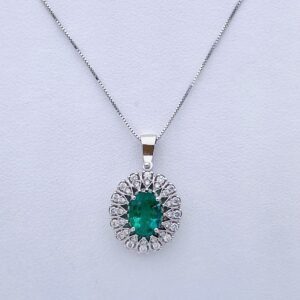 White Gold Emerald Diamond Pendant 750% Art.CD889