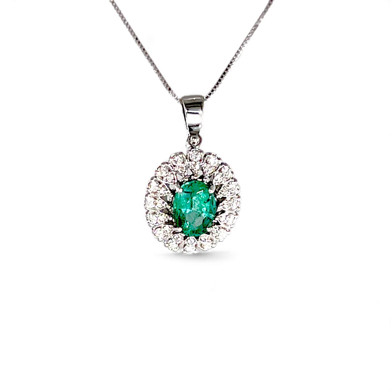 White Gold Emerald Diamond Pendant 750% Art.CD889