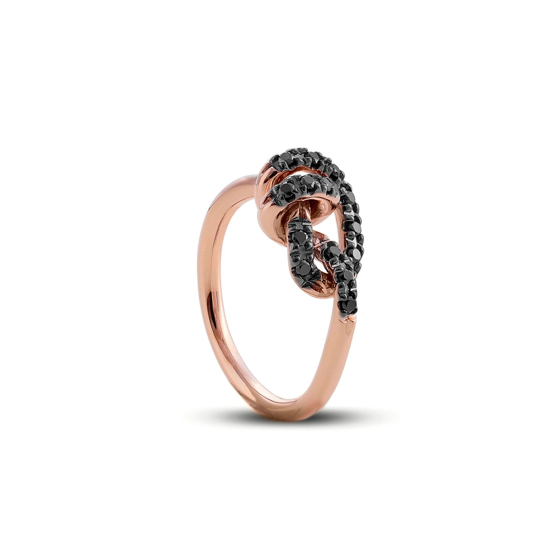 Anello Nodi d’Amore in Oro Rosa 9kt e Diamanti Black o Brown Art. AN175RBN