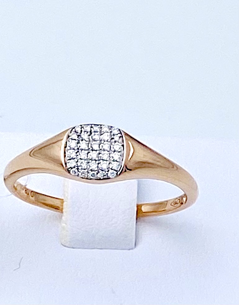 GOLD AND DIAMOND CHEVALIER RING ART. 143XA466-WQGD