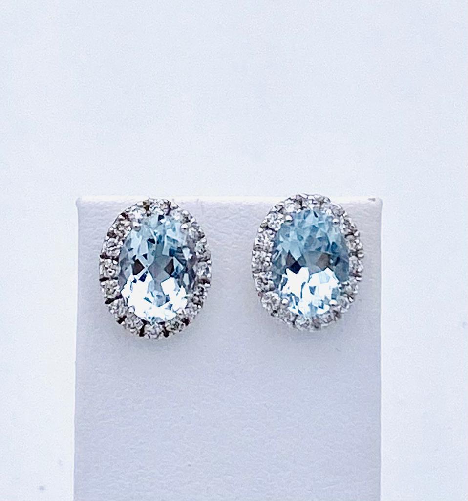 Aquamarine Earrings Gold and Diamonds Art. OR1309