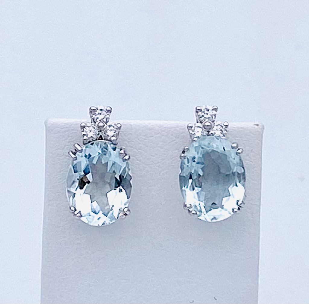 Aquamarine Earrings Gold and Diamonds GEMS Art. OR1312