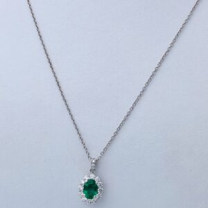 White Gold Emerald Diamond Pendant 750% Art.CON/C/25