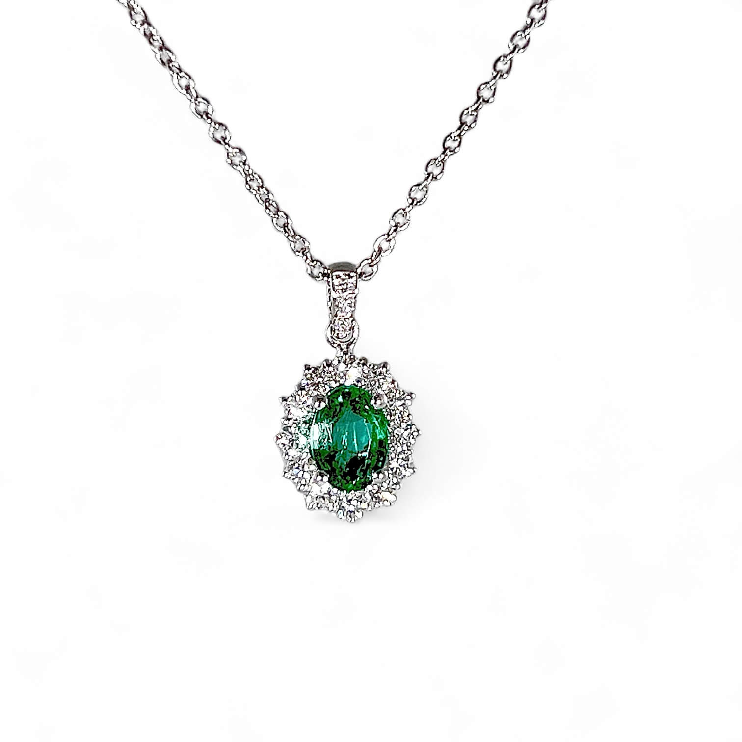 White Gold Emerald Diamond Pendant 750% Art.CON/C/25