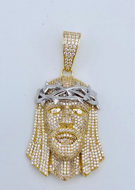 Pendant RAPPER head of Christ yellow and white gold 750% art. TC1