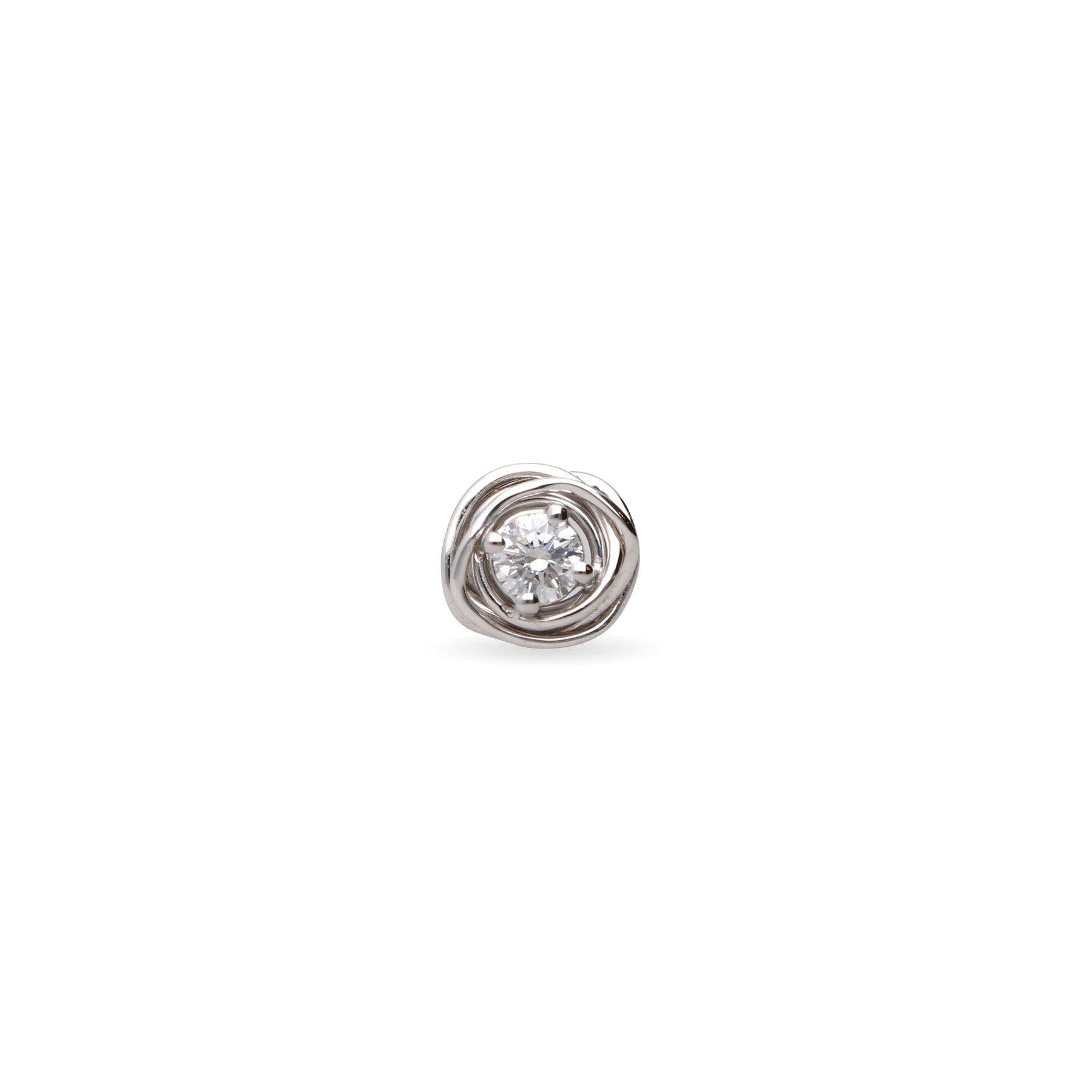 Monkey Earring Solitaire Screwdriver 6 Wires in 9kt White Gold and 0.14 ct Colorless Diamond Art. MON-OR1000B
